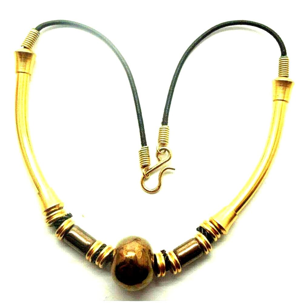 Mid Century Modern Goldtone & Coppertone Metal Necklace